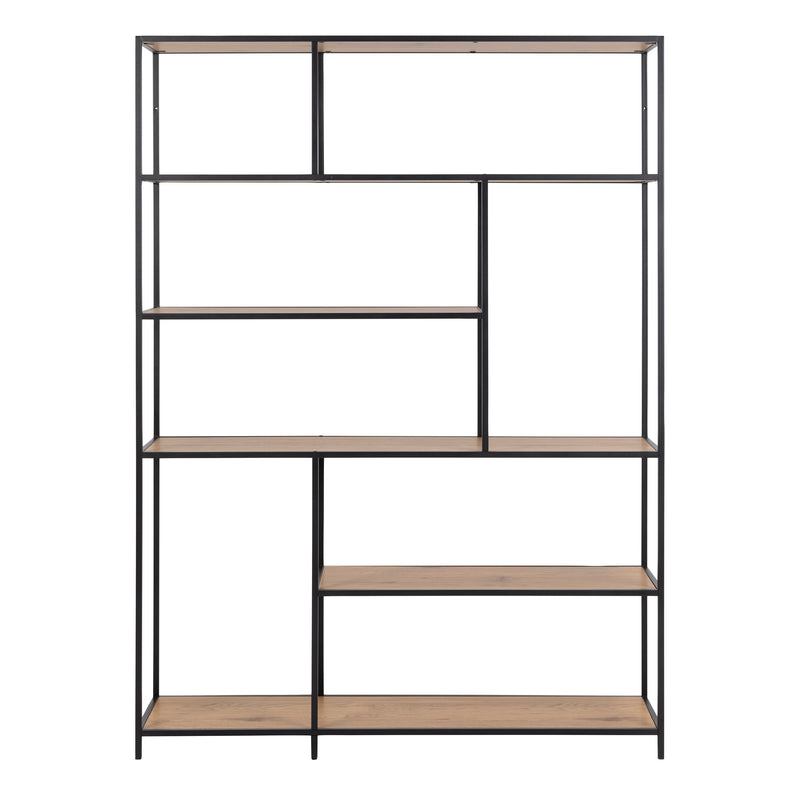 Seaford Bookcase with 5 Shelves in Black and Oak – image 2