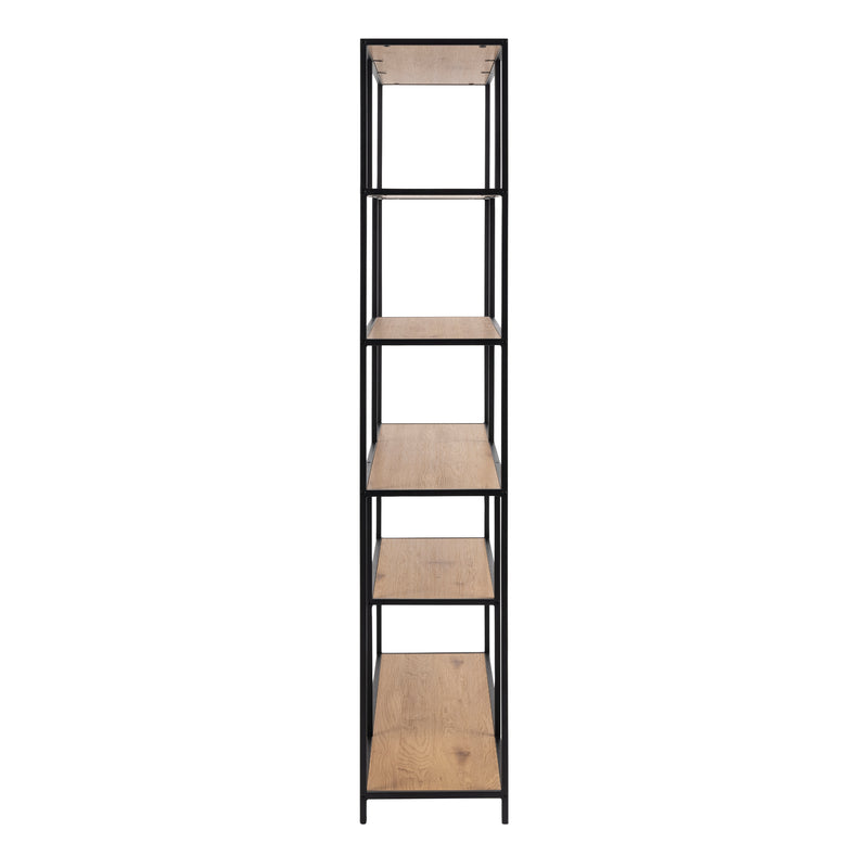 Seaford Bookcase with 5 Shelves in Black and Oak – image 3