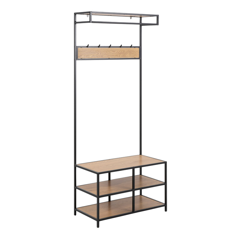 Seaford Clothes Rack with 3 Shelves in Black and Oak – image 1
