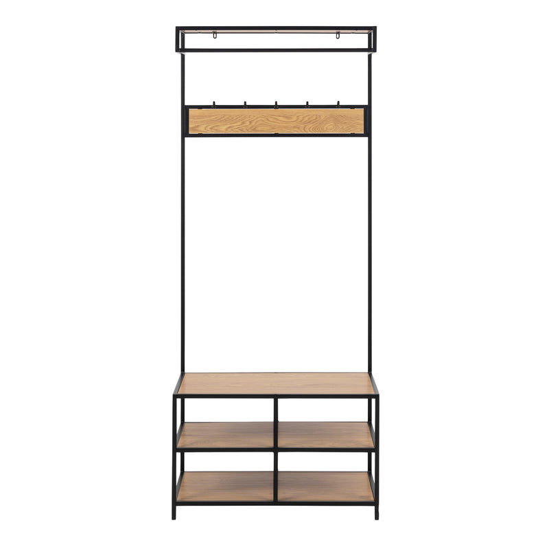Seaford Clothes Rack with 3 Shelves in Black and Oak – image 2