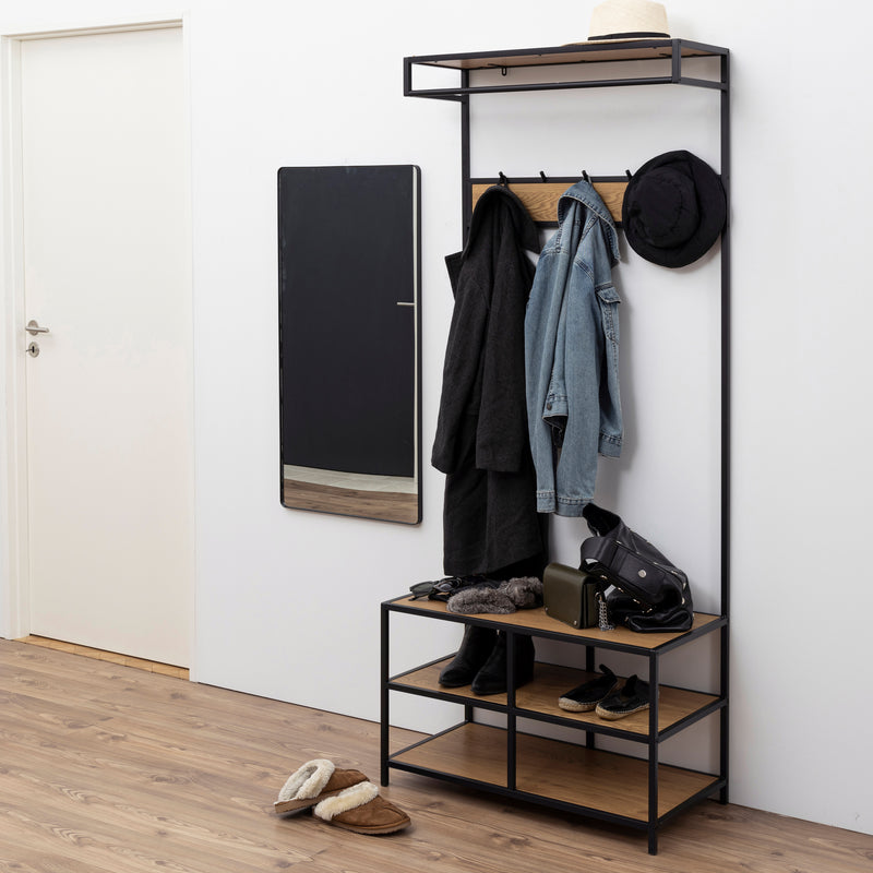 Seaford Clothes Rack with 3 Shelves in Black and Oak – image 4