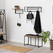 Seaford Black Metal Coat Rack with Oak Top – image 3