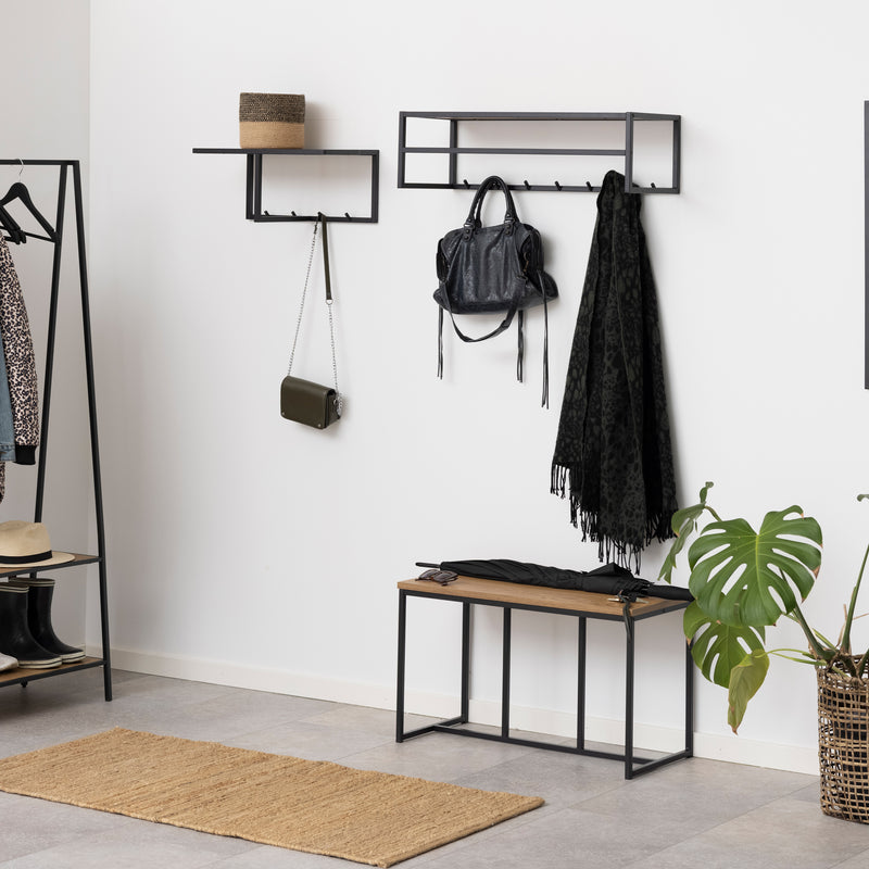 Seaford Black Metal Coat Rack with Oak Top – image 3