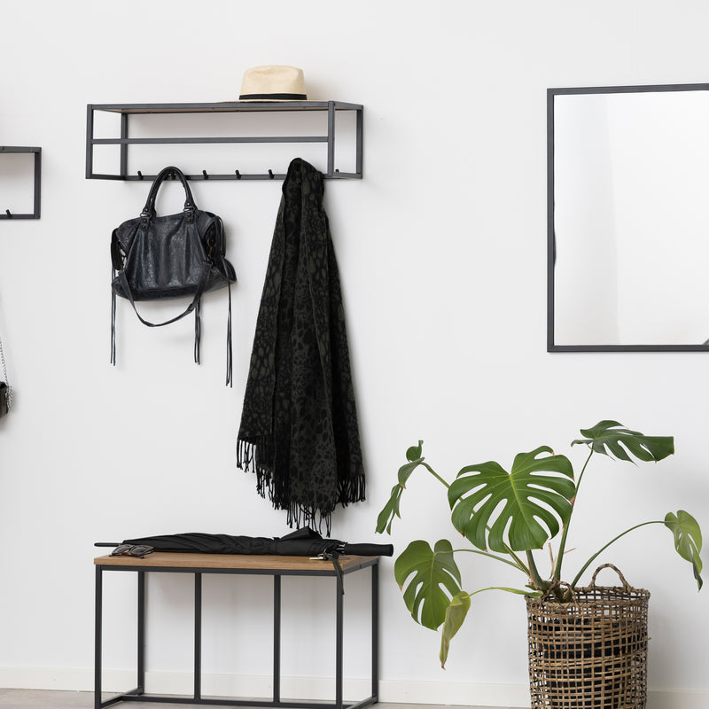 Seaford Black Metal Coat Rack with Oak Top – image 4