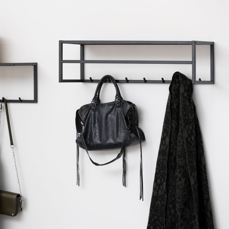Seaford Black Metal Coat Rack with Oak Top – image 5