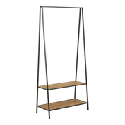 Seaford Black Metal Clothes Rack with 2 Oak Shelves – image 1