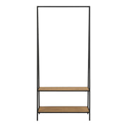 Seaford Black Metal Clothes Rack with 2 Oak Shelves – image 2