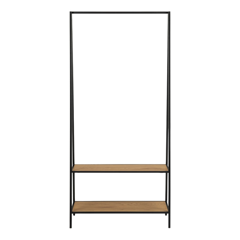 Seaford Black Metal Clothes Rack with 2 Oak Shelves – image 2