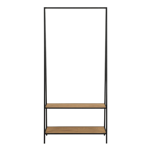 Seaford Black Metal Clothes Rack with 2 Oak Shelves – image 2