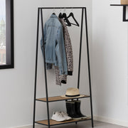 Seaford Black Metal Clothes Rack with 2 Oak Shelves – image 5