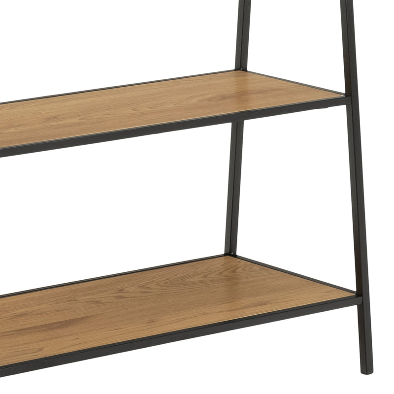 Seaford Black Metal Clothes Rack with 2 Oak Shelves – image 7