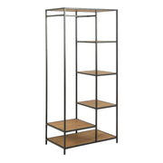 Seaford Black Metal Clothes Rack with 5 Oak Shelves – image 1