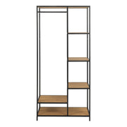 Seaford Black Metal Clothes Rack with 5 Oak Shelves – image 2