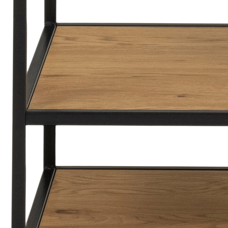 Seaford Black Metal Clothes Rack with 5 Oak Shelves – image 9