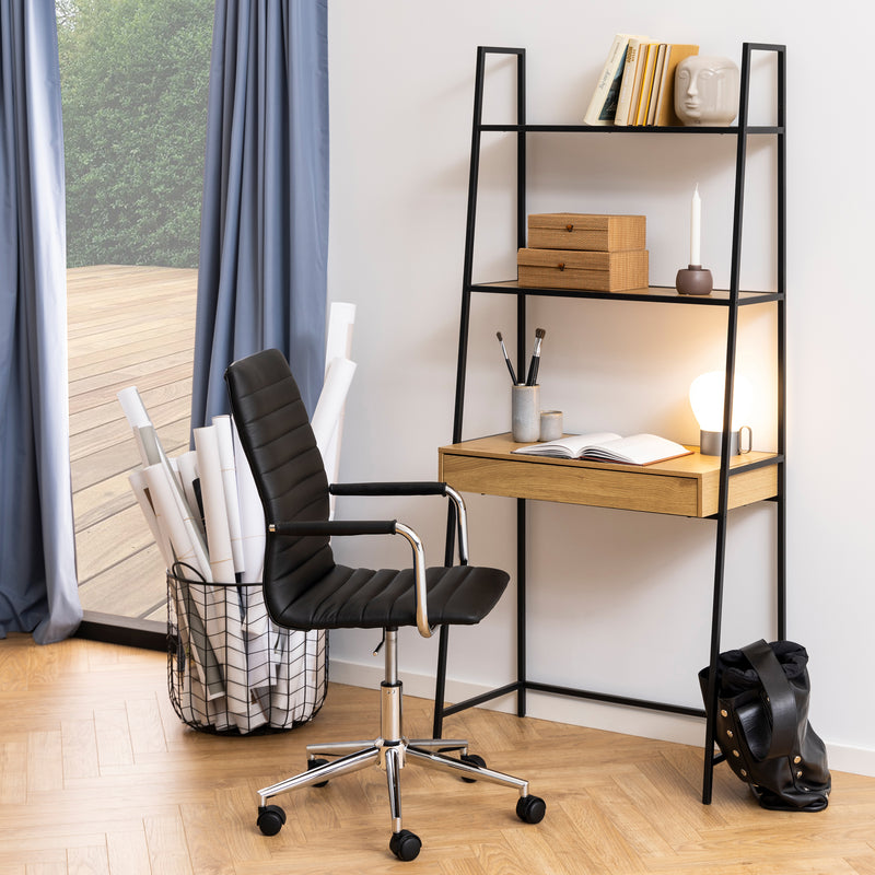 Seaford Bookcase with 1 Drawer in Black and Oak – image 5
