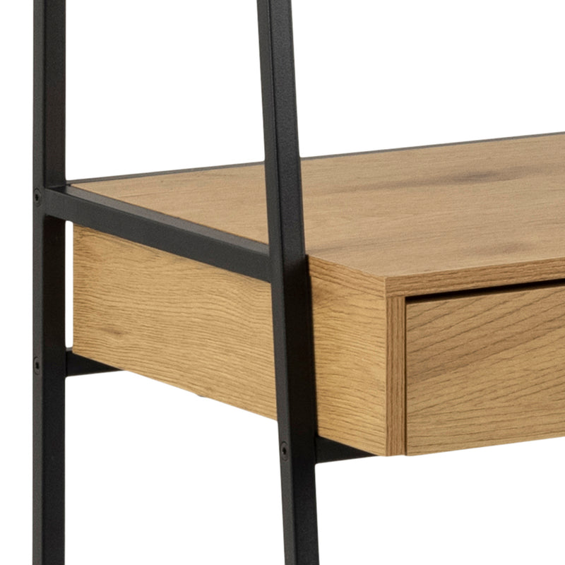 Seaford Bookcase with 1 Drawer in Black and Oak – image 8