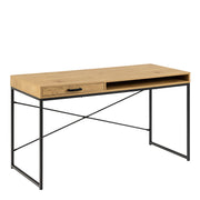 Seaford Office Desk with 1 Drawer in Black and Oak – image 1