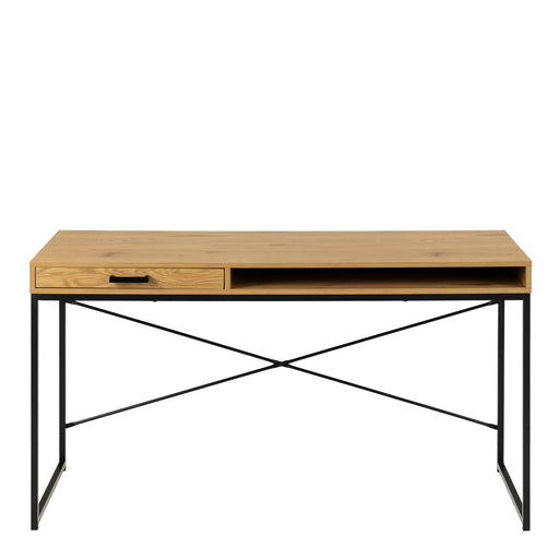 Seaford Office Desk with 1 Drawer in Black and Oak – image 2