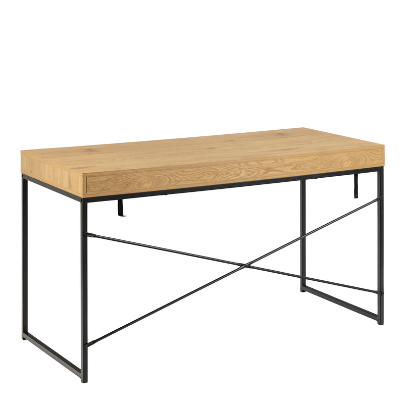 Seaford Office Desk with 1 Drawer in Black and Oak – image 3