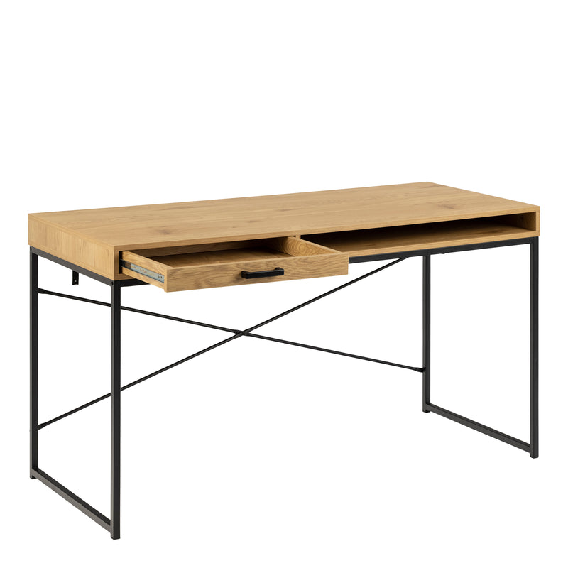 Seaford Office Desk with 1 Drawer in Black and Oak – image 4