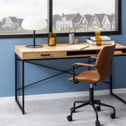 Seaford Office Desk with 1 Drawer in Black and Oak – image 5