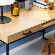 Seaford Office Desk with 1 Drawer in Black and Oak – image 7