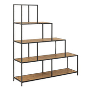 Seaford Bookcase with 4 Shelves – Black & Oak – image 1