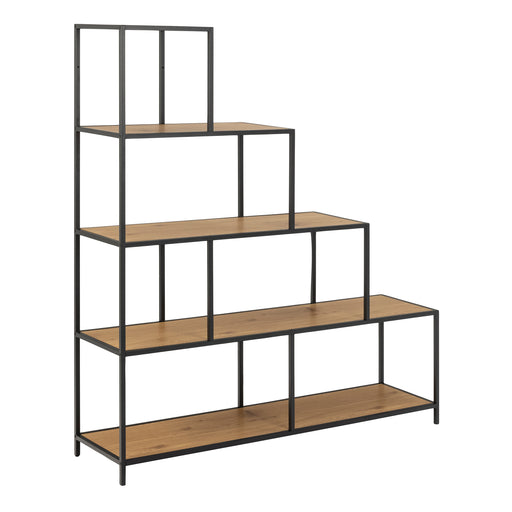 Seaford Bookcase with 4 Shelves – Black & Oak – image 1
