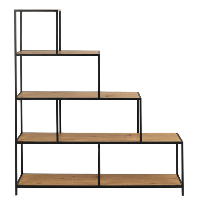 Seaford Bookcase with 4 Shelves – Black & Oak – image 2