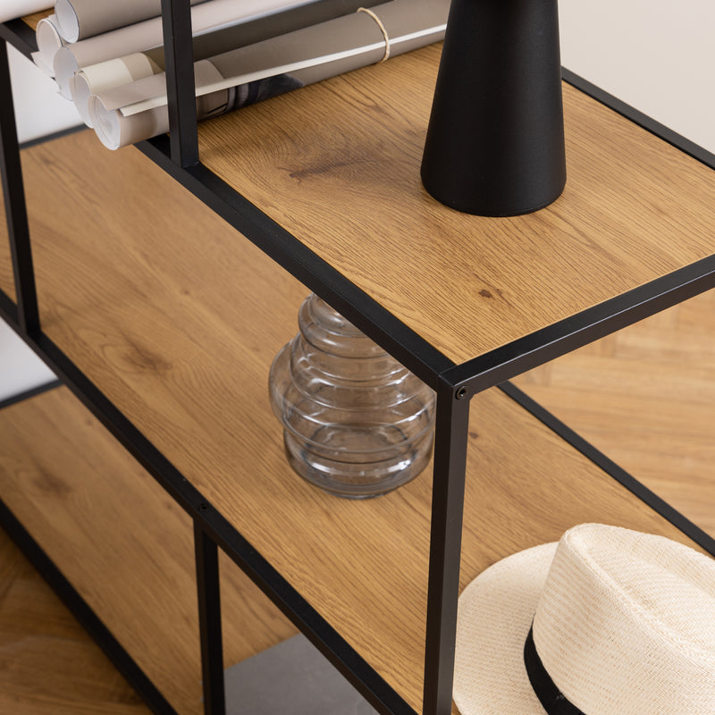 Seaford Bookcase with 4 Shelves – Black & Oak – image 5