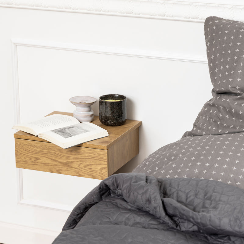 Avignon Square Bedside Table with 1 Drawer – Oak – image 4