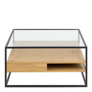 Randolf Square Coffee Table with 2 Shelves in Black and Oak – image 2