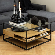 Randolf Square Coffee Table with 2 Shelves in Black and Oak – image 4