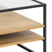Randolf Square Coffee Table with 2 Shelves in Black and Oak – image 6
