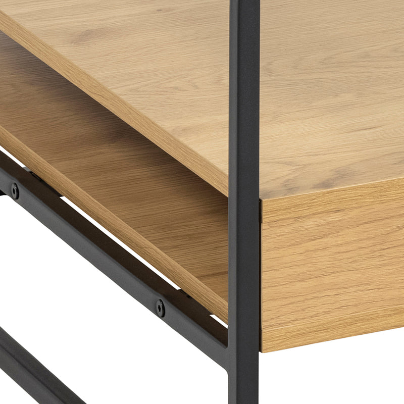 Randolf Square Coffee Table with 2 Shelves in Black and Oak – image 7