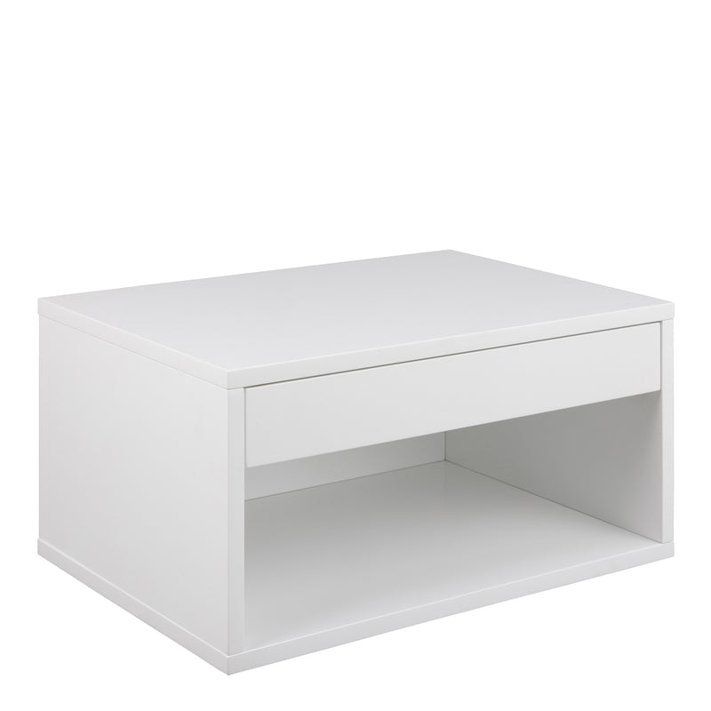 Cholet Square Bedside Table with 1 Drawer – White – image 1