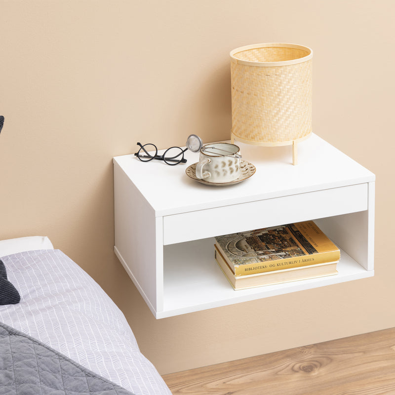 Cholet Square Bedside Table with 1 Drawer – White – image 4
