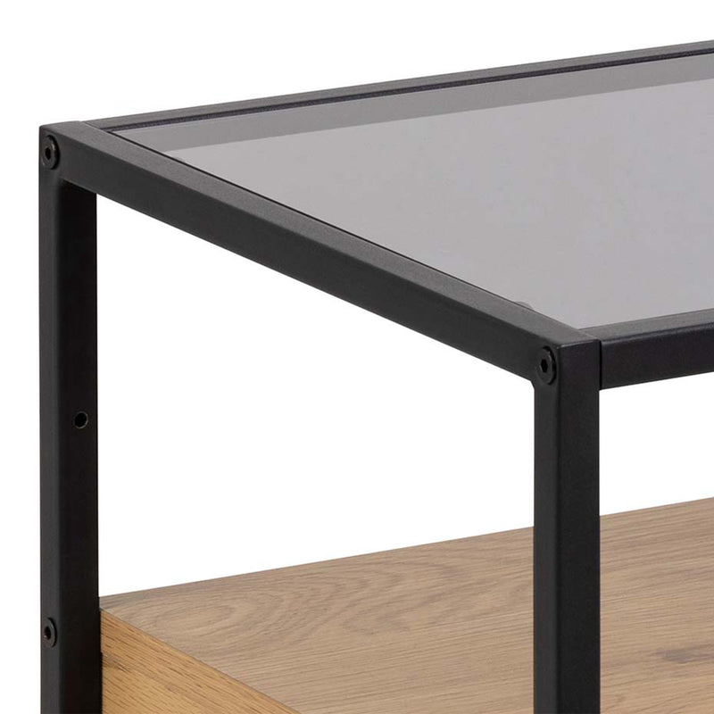 Randolf Square Bedside Table with 1 Drawer in Black and Oak – image 5