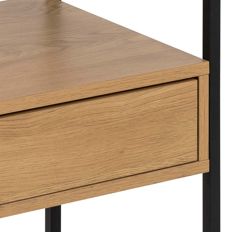 Randolf Square Bedside Table with 1 Drawer in Black and Oak – image 6