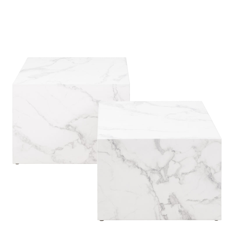 Dice Square Coffee Table Set Ocean Rough Paper – White – image 2