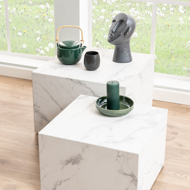 Dice Square Coffee Table Set Ocean Rough Paper – White – image 4
