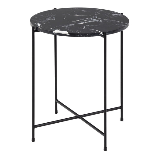 Avila Side Table with Polished Stone – Black – image 1