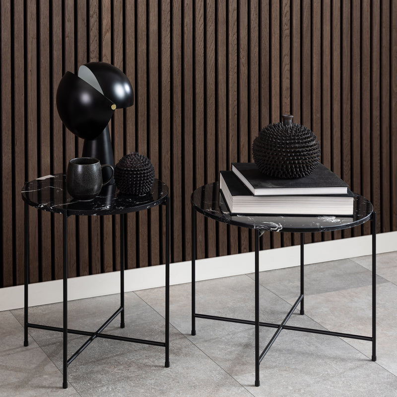 Avila Side Table with Polished Stone – Black – image 4