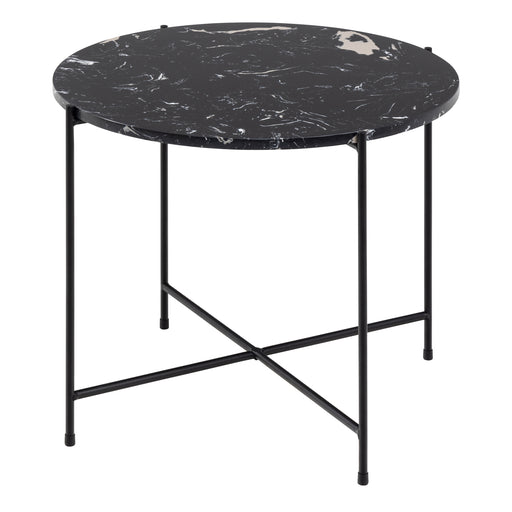 Avila Side Table with Polished Stone – Black – image 1