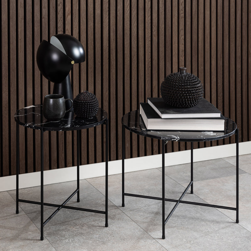 Avila Side Table with Polished Stone – Black – image 4