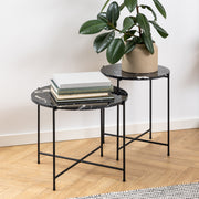 Avila Side Table with Polished Stone – Black – image 8