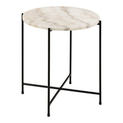 Avila Side Table with Polished Stone – White – image 1