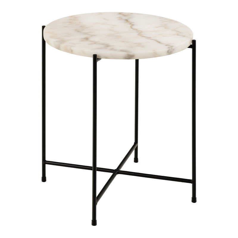 Avila Side Table with Polished Stone – White – image 1