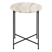 Avila Side Table with Polished Stone – White – image 2