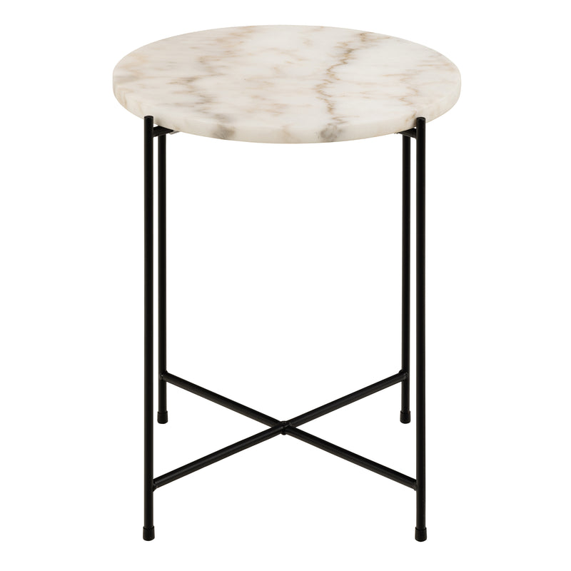 Avila Side Table with Polished Stone – White – image 2